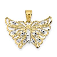 10k Yellow Gold with Rhodium-Plating Butterfly Pendant 10C1006