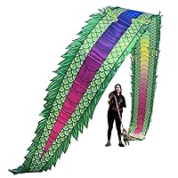 Dragon Dance Ribbon Streamer with Travel Bag, Washable Chinese Flinging Ribbon, Square Exercise Dance Dragon Poi, 8m/10m (Color : Green, Size : 10m/33ft)