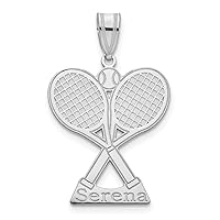 14k White Gold Tennis Customize Personalize Engravable Charm Pendant Jewelry Gifts For Women or Men (Length 0.94