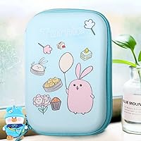 Bunny Pencil Case Holder for Boys Girls Kids, Cute EVA Pen Marker Pouch Stationery Box Anti-Shock Large Storage Capacity Multi-Compartment for School KG APHA Blue…
