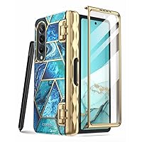 for Samsung Galaxy Z Fold 4 Case 5G Slim Stylish Protective Bumper Case with Built-in Screen Protector,Ocean,PC TPU