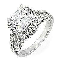 1.50ct GIA Princess & Round Cut Diamond Halo Engagement Ring in Platinum