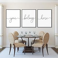 Family Quote Canvas 3 Pieces You Belong Here Posters Prints Wall Art Painting for Gift Artwork Living Room Bedroom Housewarming Decor Framed Ready to Hang