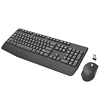 Wireless Keyboard and Mouse Combo, EDJO 2.4G Full-Sized Wireless Ergonomic Keyboard with Wrist Rest, 3 Adjustable DPI Optical Mouse, for Computer/Laptop/PC/Windows/Mac-Grey