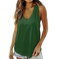 Tank Top Women's Casual Tops to Wear with Leggings Sleeveless Summer Solid Color V Neck Tank Top for Women