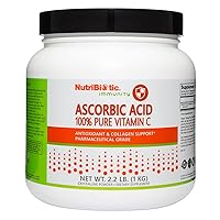 NutriBiotic Ascorbic Acid Vitamin C Powder, 2.2 Lb | Pharmaceutical Grade L-Ascorbic Acid, 2000 Mg Per Serving | Essential Immune & Antioxidant Collagen Support Supplement | Vegan, Gluten & GMO Free
