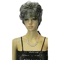 Short Curly Senior's Silver Gray Mix Unisex Heat Resistant Hair wig
