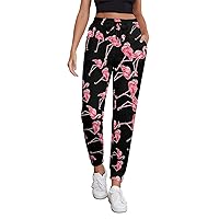 Watercolor Flamingo Women's Sweatpants Casual Lounge Jogger Pant Soft Workout Pants with Pockets