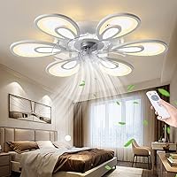 HYQJUNE Ceiling Light LED Ceiling Fan with Lighting Modern Fan with Lamp Dimmable Quiet Fan Ceiling Lamp with Remote Control Dining Room Bedroom Living Room Fan Ceiling Light,Style B (90W)