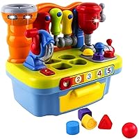 Musical Learning Tool Workbench Work Bench Toy Activity Center for Kids with Shape Sorter
