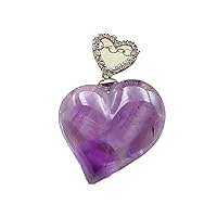 Genuine Natural Purple Amethyst Quartz Crystal Heart Uruguay Pendant 21x22mm AAAAA