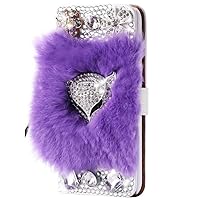 Crystal Wallet Case Compatible with Samsung Galaxy Note 10 Plus 5G - Fox Villus - Light Purple - 3D Handmade Sparkly Glitter Bling Leather Cover with Screen Protector & Neck Strip Lanyard
