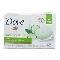 Skin Care Beauty Bar For Softer Skin Cucumber and Green Tea More Moisturizing Than Bar Soap 3.75 oz, 4 Bars