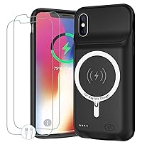 Battery Case for iPhone X/XS, Newest 10000mAh Portable Protective Charging Case with Wireless Charging Compatible with iPhone X/XS (5.8 inch) Extended Battery Pack Charger Case with Carplay (Black)