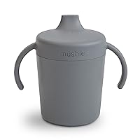mushie Trainer Sippy Cup | Made in Denmark | Leak Resistant Twist-Off Lid & Handles | 6 Months + (Smoke)