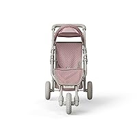 Doll Jogging-Style Stroller with Canopy, Storage Underneath, Pink and Cream and Gray