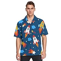 Rockets Space Mens Button Down Shirt Men Casual Short Sleeve Hawaiian Shirts Aloha Shirt S