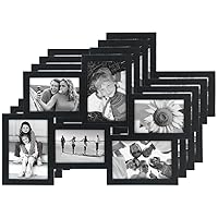 International Designs Crossroads Puzzle Collage Picture Frame, 6 Option, 3-3.5x5 & 3-4x6, 4 Pack, Black
