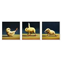 Stupell Industries Yoga Chick Trio Painting Funny Farm Animals Stretching, Design by Lucia Heffernan Wall Plaque, 12 x 12, Yellow