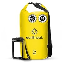 Earth Pak Waterproof Dry Bag - Roll Top Waterproof Backpack Sack Keeps Gear Dry for Kayaking, Beach, Rafting, Boating, Hiking, Camping and Fishing with Waterproof Phone Case