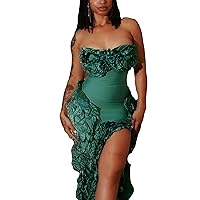 DINGANG Womens Dresses Sexy Off The Shoulder Corset Slit Summer Y2K Dress Club Party Long Dress