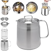 Stainless Steel Fryer,304 Stainless Steel Large Capacity Multifunctional Oil Filter Tank, Kitchen Fryer with Filter, Perfect for Cooking French Fries in the Kitchen (1.5L)