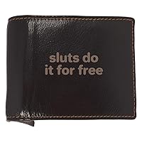 sluts do it for free - Soft Cowhide Genuine Engraved Bifold Leather Wallet