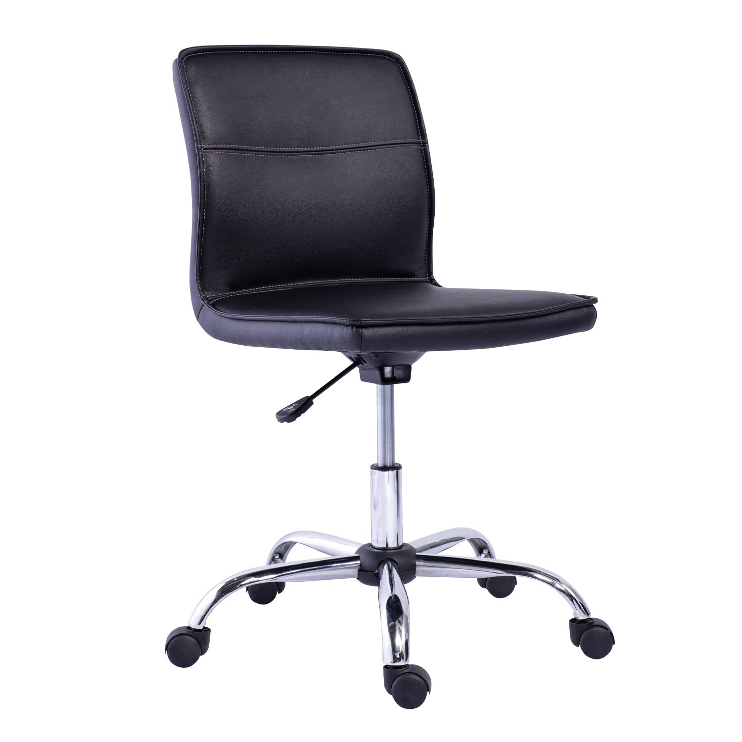 Amazon Basics Modern Armless Office Desk Chair - Height Adjustable, 360-Degree Swivel, 275Lb Capacity - Black/Chrome