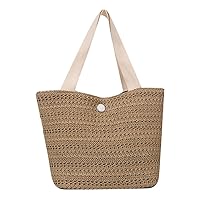 Practical Grass Handbag Bohemian Straw Bag Vacation Beach Handbags Suitable for Daily Use and Vacation, Beige