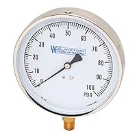Weksler EA14-E Contractor's Pressure Gauge, 0 to 200 psi, 1/4