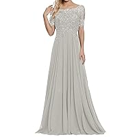 Appliques Mother of The Bride Dresses Beaded Chiffon Formal Evening Gown