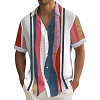Men's Hawaiian Shirts Relaxed Fit Short Sleeve Button-own Beach Shirt Lightweight Tropical Vacation Shirts