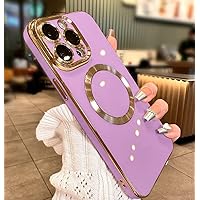 JUESHITUO Magnetic for iPhone 14 Pro Max Case for Women Girl Cute Love with Full Camera Cover Protection [No.1 Strong N52 Magnets] Bling Soft TPU Case (6.7