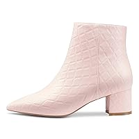 Castamere Womens Chunky Block Heel Boots Pointed Toe Slip On Ankle Bootie with Zipper 5CM Heels