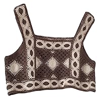Women Crochet Tank Top, Boho Knit Crop Tank Tops, Hollow Out Crochet Geometric Camisole