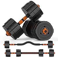 Adjustable Weights Barbell Dumbbells Set, 3 in 1 Non-Slip Neoprene Hand with Connecting Rod for Adults Women Men Workout Fitness,Home Gym Exercise Training Equipment