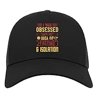 Atspauda I was Obsessed with The idea of Fasting and Isolation Cynic Slogan Half Mesh Cotton Trucker Cap Baseball Hat Black