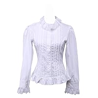 Antaina White Cotton Ruffle Lace Classical Victorian Lolita Shirt Blouse