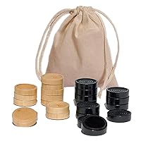 WE Games Wood Checker Pieces with Cloth Pouch - Black and Natural