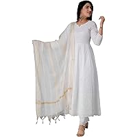 Cotton Chikankari Indian Kurti for Women Summer Dress Kurta Pant with Dupatta Set Pakistani Long-Small Kurta