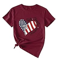 XJYIOEWT Activewear Womens Long Sleeve Tops Personality Design Independence Day Printed T Shirt Women's Summer Short Sl