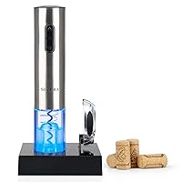 Electric Wine Opener, Automatic Electric Wine Bottle Corkscrew Opener with Foil Cutter, Rechargeable (Stainless Steel)