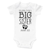 Custom Big Sister Onesie, I'M GOING TO BE A BIG SISTER (Custom Date), Personalized Baby Announcement, Baby Girl Bodysuit)
