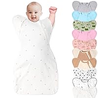 3-Way Wearable Swaddle Blankets Sleep Sack with Arms Up Self-Soothing, Easy Diaper Changing Sleeping Bag for Baby Boy Girl Newborns Transitions to Arms-Free Calms Startle Reflex Better Sleep