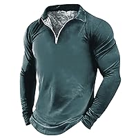 Mens Henley Long Sleeve with Zip Lapel T-Shirt Gym Workout Athletic Shirt Solid Color Casual Fashion Basic Tops