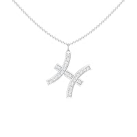 Pisces Zodiac Pendant Necklace for Women Girls, in Sterling Silver / 14K Solid Gold/Platinum