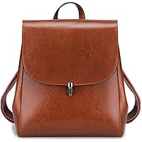 Women's Women's Leather Bag Wallet Daily Leisure Travel Small Backpack (Brown)