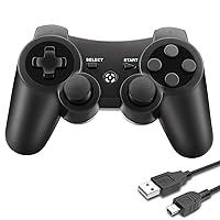 OUBANG Wireless Controller Compatible with Play 3, Bluetooth Controller, 360° Analog Joysticks, Sensitive Button, USB Charging Cords, Black