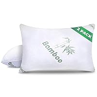 Memory Foam Pillows Queen Size Set of 2 - Cooling Bed Pillows for Sleeping - Back, Stomach, Side Sleeper Firm, Comfy Cool Shredded - 2 Pack, Rayon Derived from Bamboo