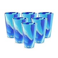 Silipint: Silicone Pint Glasses: 6 Pack Arctic Sky - 16oz Unbreakable Cups, Flexible, Hot/Cold, Sustainable, Non-Slip Easy Grip